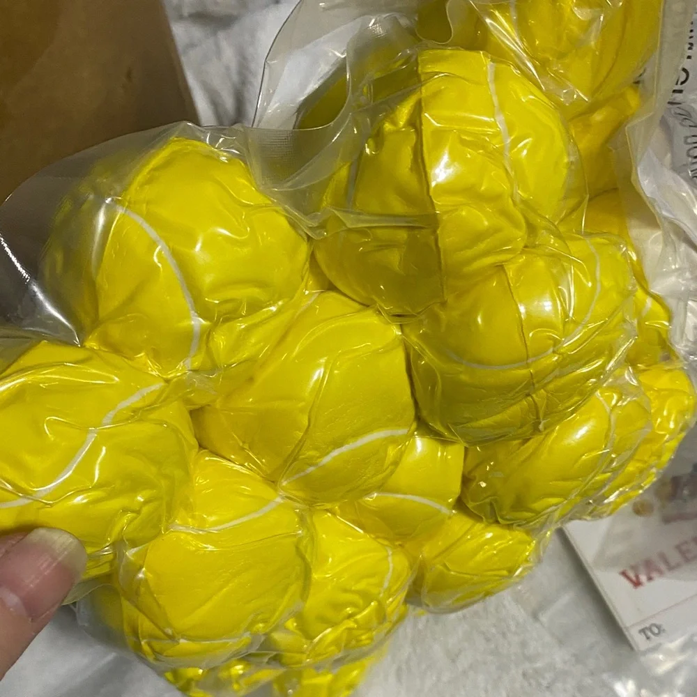 Vibrant Yellow and White Stress Tennis Balls Party Set